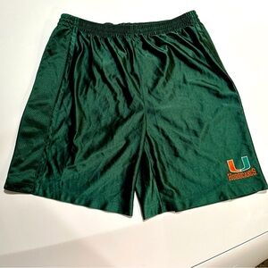 Vintage Miami Hurricanes Dazzle Shorts Mens L Basketball Athletic Shiny Silky